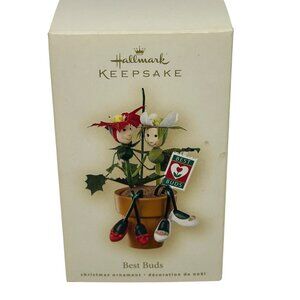 Hallmark 2007 Keepsake Ornament Best Buds Poinsettia Flower Pot Boxed Christmas